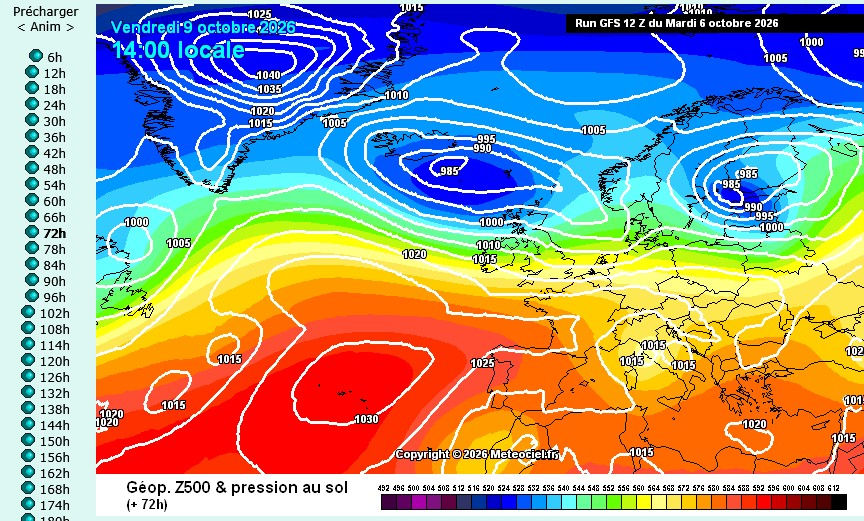GFS-verwachting voor vrijdag 9 oktober 2026